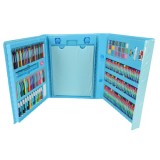Set de arta pentru pictura, intr-o valiza, 208 elemente, creioane, pasteluri, markere, markere, vopsele, rigla, albastru