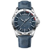 Cumpara ieftin Ceas barbatesc Naviforce NF8023BLU Elegant Quartz Afisaj Analog Data Curea Piele Albastru Argintiu