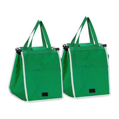 Set 2 genti tip cos pentru cumparaturi, Verk Group, cu agatatori, verde, 25x38x35 cm GartenVIP DiyLine foto