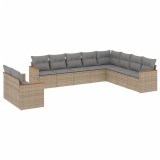 Cumpara ieftin Set canapele de gradina, 10 piese, cu perne, bej, poliratan