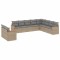 Set canapele de gradina, 10 piese, cu perne, bej, poliratan