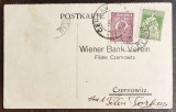 ROMANIA 1922 - Carte Postala (Postkarte) Antet WIENER BANK VEREIN FILIALE CZERNOWITZ - circulata Cernauti, francata 30 bani lila Ferdinand + 10 bani