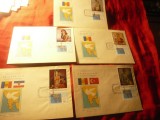 5 FDC Romania 1971 Seria Balkanfila 5 val. din 6 val - Pictura