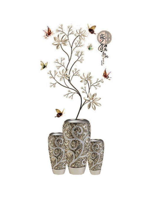Sticker decorativ, Vaza cu flori, 118 cm, 1458ST