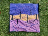 Batic / esarfa semnata Sinatex design deosebit cu copaci, 73x74cm
