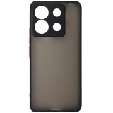 Husa spate policarbonat gri semitransparent + TPU negru, butoane rosii, pentru Xiaomi Redmi Note 13 Pro 5G, Poco X6