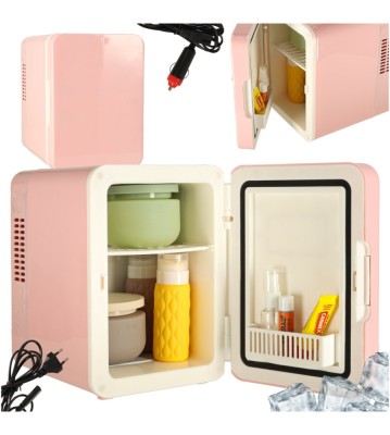 Mini frigider electric portabil 4L, cu racire si incalzire, roz foto