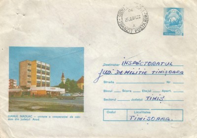 Romania, Hanul Nadlac, plic circulat, 1981 foto