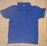 Tricou barbati bumbac polo cu guler bleumarin masura S purtat, Albastru