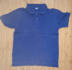 Tricou bumbac polo cu guler barbati bleumarin masura S purtat foto