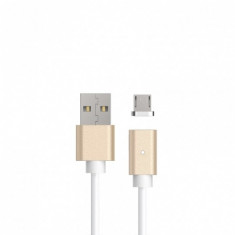 Cablu Date &amp;amp; Incarcare Magnetic MicroUSB Metalic (Auriu) foto