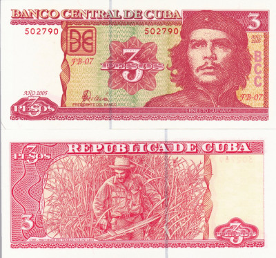 CUBA 3 pesos 2005 UNC!!! foto