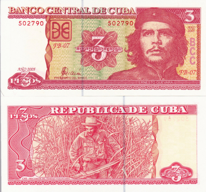 CUBA 3 pesos 2005 UNC!!!
