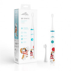 Periuta de dinti ETA ETA070690000 Sonetic Kids Toothbrush, 4 moduri, 2 capete incluse (Albastru/Alb)