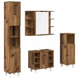 Cumpara ieftin Set mobilier de baie, 4 piese, lemn vechi, lemn prelucrat
