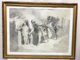 tablou in creion - scena istorica asociată cu școala rusească de artă