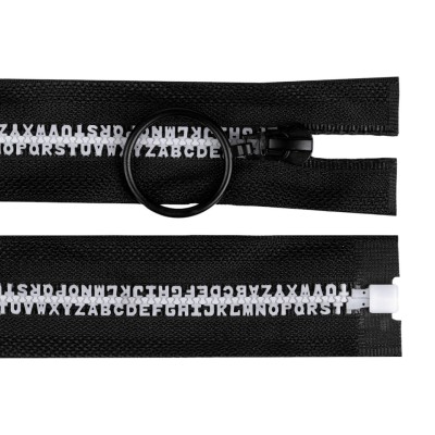 Fermoar injectabil detasabil cu litere Crisalida, lungime 80 cm, Negru foto