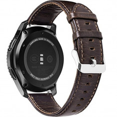 Curea piele Smartwatch Samsung Gear S3, iUni 22 mm Vintage Dark Coffee foto