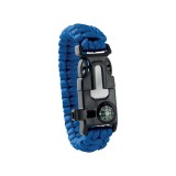 Bratara de supravietuire in aer liber, tip army, 5 in 1, paracord, busola , fluier, cutit, cremene, albastra