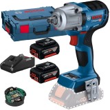 Bosch GDS 18V-450 PC + GBA + GAL 18V-40 - Masina de insurubat cu impact patrat 1/2 inch 450 Nm M10-M20 valiza speciala accesorii + Set 2 acumulatori s
