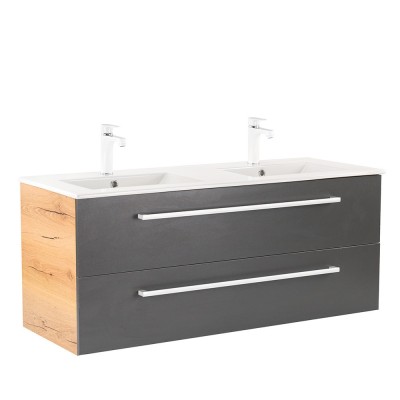 Dulap inferior Vario Clam 120 cu lavoar stejar-antracit foto