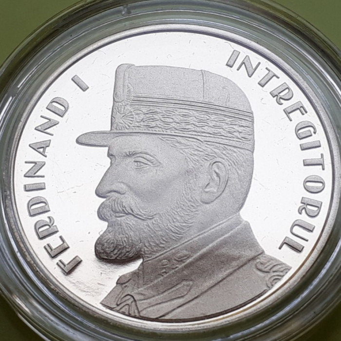 50 Bani 2019 PROOF , Moneda Regele Ferdinand I intregitorul in capsula , Romania