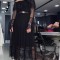 Rochie Neagra din Dantela cu Maneca Lunga