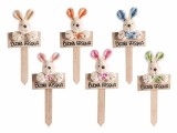 Cumpara ieftin Set 6 figurine Iepurasi Paste textil lemn multicolor 7,5x18H