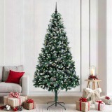 vidaXL Brad de Crăciun artificial Verde 240 cm PVC și Oțel și Plastic 3396283