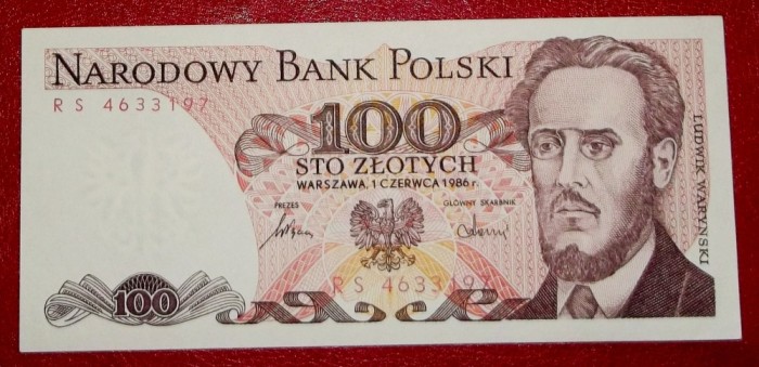 POLONIA 100 ZLOTI ZLOTYCH 1986 UNC necirculata **