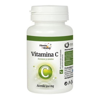 VITAMINA C CU ACEROLA 500mg 60cpr DACIA PLANT foto
