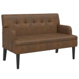 Cumpara ieftin Bancheta cu spatar maro 112x65,5x75 cm piele intoarsa ecologica