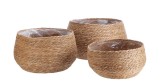 Cumpara ieftin Set 3 ghivece flori fibre naturale maro 26 x 16 cm, 30 x 20 cm, 32 x 22 cm