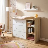 Wickelkommode Beldinupp mit Wickelaufsatz 93x110x55 cm Eicheoptik/Wei&szlig; [en.casa]