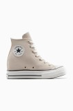 Converse teniși din piele &icirc;ntoarsă Chuck 70 Wedge culoarea bej, A13833C