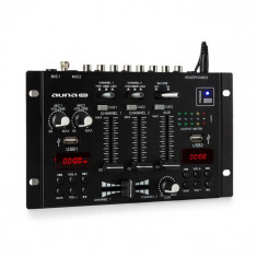 Auna Pro DJ-22BT, MKII, mixer,DJ-mixer cu 3/2 canale, BT, 2xUSB, montare pe raft, negru foto