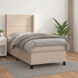 VidaXL Pat box spring cu saltea, cappuccino, 90x200 cm piele ecologică