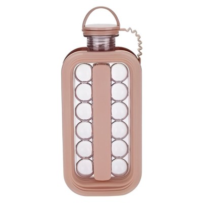 Forma pentru gheata 2 in 1 portabila, flippy, sub forma de sticla, sfere, diametru 3 cm, multifunctional, 17 bilute, 27.5 x 11.4 x 5.5 cm, culoare roz foto