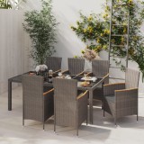 vidaXL Set mobilier exterior cu perne, 7 piese, negru/gri, poliratan 3094937