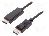 Cablu DisplayPort - HDMI, DisplayPort mufa, HDMI mufa, 3m, negru, QOLTEC - 50437 foto