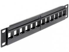 Patch Panel 10" pentru keystone 12 porturi negru, Delock 43259