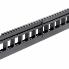 Patch Panel 10" pentru keystone 12 porturi negru, Delock 43259