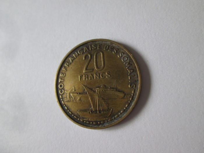 Rară! Djibouti (fosta Somalia Franceză) 20 Francs 1952 in stare foarte bună