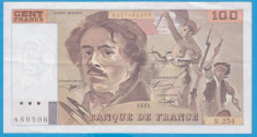 (1) BANCNOTA FRANTA - 100 FRANCS 1993, PORTRET E. DELACROIX, STARE FOARTE BUNA foto