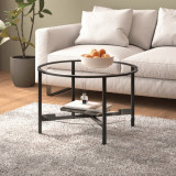 VidaXL Masă de ceai, negru și transparent,70 cm, sticlă securizată 331617