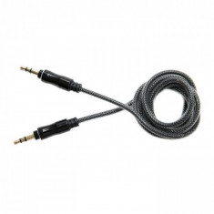 Lemontti Cablu Audio Jack 3.5mm Negru 1m (impletitura textila, protectie metalica) foto