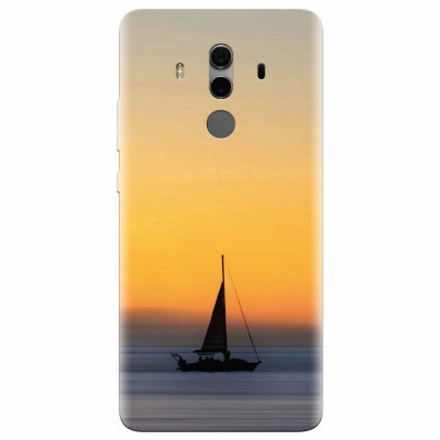 Husa silicon pentru Huawei Mate 10, Wind Sail Boat Ocean Sunset foto