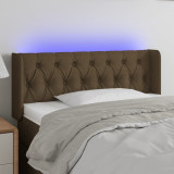 VidaXL Tăblie de pat cu LED, maro &icirc;nchis, 103x16x78/88 cm, textil