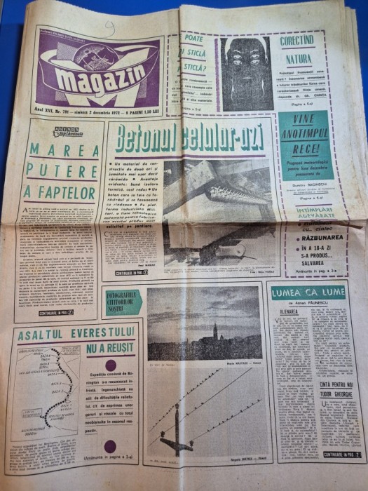 ziarul magazin 2 decembrie 1972 - asalutul everestului nu a reusit ,moda