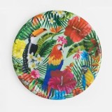 Farfurii de hartie pentru petrecere, 12 buc, 18 cm, verde, model tropical, CMCLASS